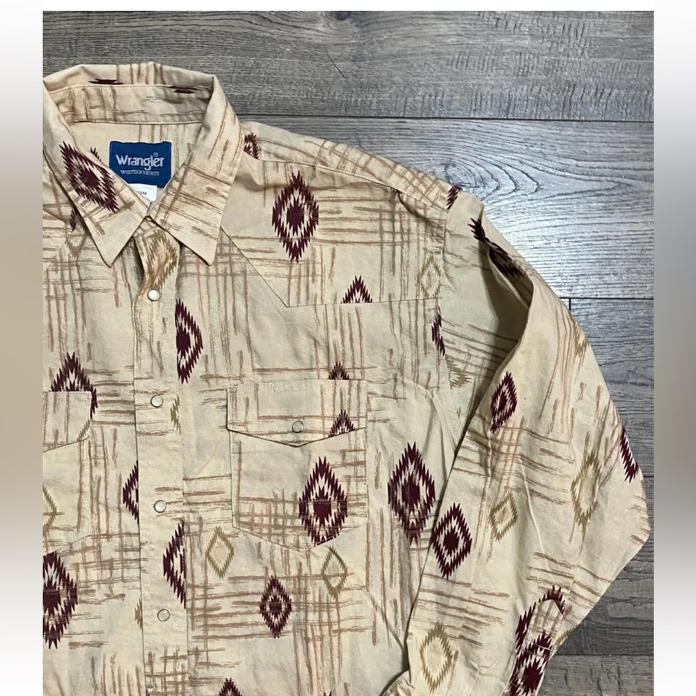 Wrangler Men's Western Shirt Pearl Snap Southwestern Aztec Print XL Extra Large